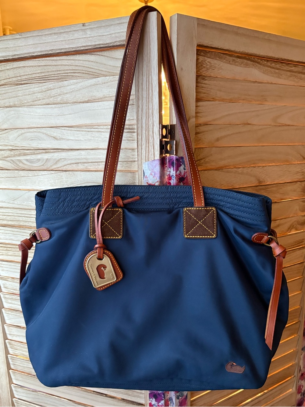 VTG Dooney & Bourke Nylon Navy Blue Shopper Bag Tote